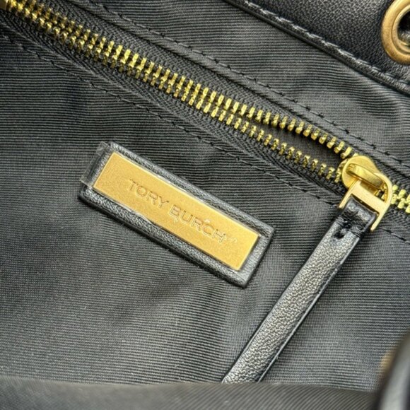 🆕 TORY BURCH 🧿 NWOT Fleming Soft Large Bucket Bag, Black Leather Diamond Quilt - Picture 12 of 16